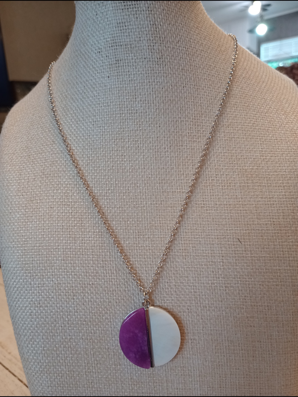 paparazzi Purple and White Split Disc Necklace